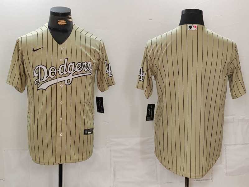 Men%27s Los Angeles Dodgers Blank Cream Pinstripe Stitched Cool Base Nike Jersey